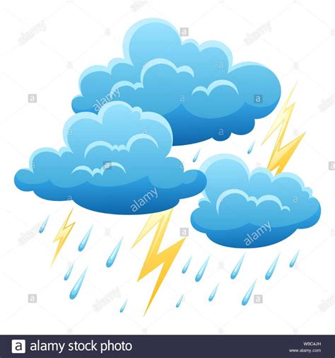 Background With Thunderstorm Illustration Of Clouds Rain And Lightning