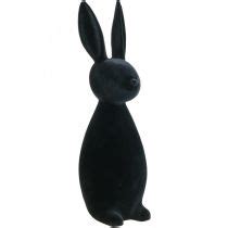 Floristik21 De Deko Hase Schwarz Deko Osterhase Beflockt H69cm