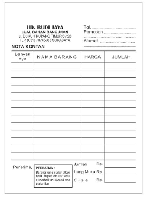 Detail Gambar Nota Kosong Toko Kain Koleksi Nomer 12