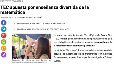 Proyecto Promates Es Noticia En Los Medios De Comunicaci N Hoy En El Tec