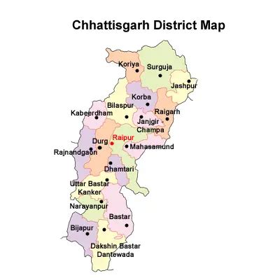 chhattisgarh districts map | GKDuniya