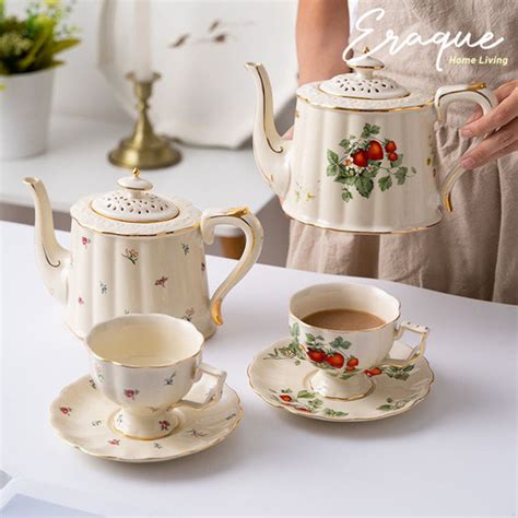 Jual Lourdes Tea Pot Set Teko Cangkir Teh Keramik Eropa Cantik