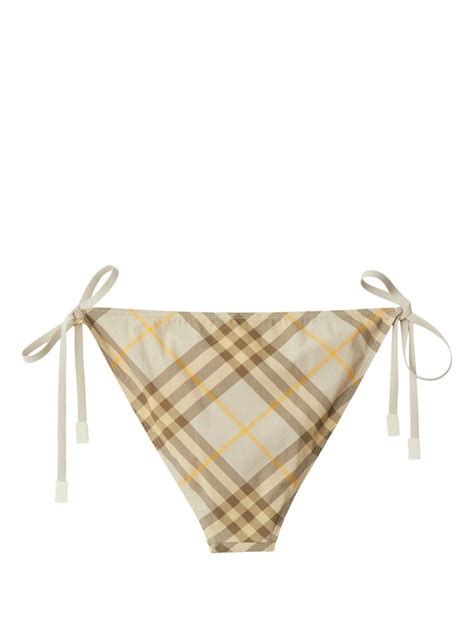 Burberry Check Print Bikini Briefs Neutrals FARFETCH