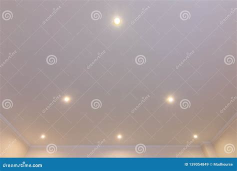 Ceiling in the Room with Spotlights Installed and Turned on Stock Image ...