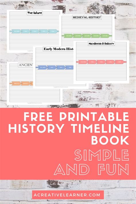 Free Printable History Timeline Book Pages K 12 History Timeline