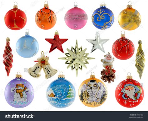 Set Of Isolated Christmas Ornaments Of Different Kinds Stock Photo