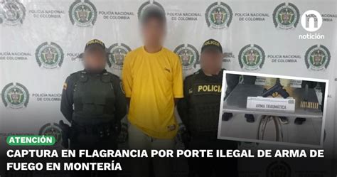 Captura en flagrancia por porte ilegal de arma de fuego en Montería