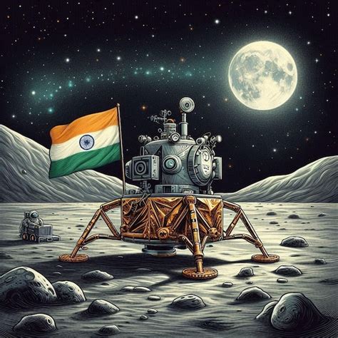 india launches chandrayaan  rocket  moon background premium ai