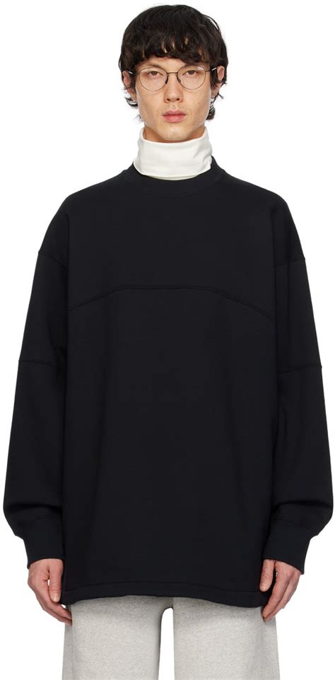 Pull molletonné noir à panneaux Jil Sander en solde