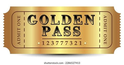 Golden Pass Vip Retro Ticket Golden Stock Vector Royalty Free