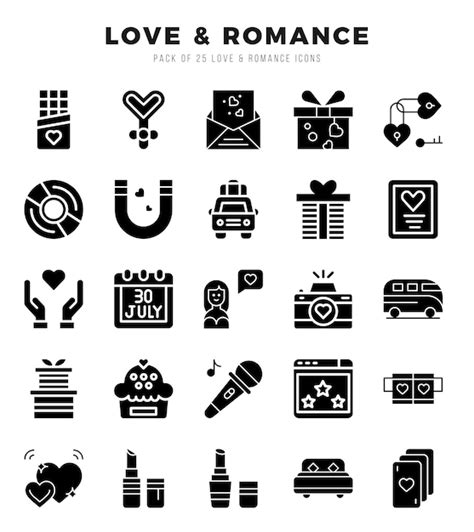 Conjunto De íconos De Amor Y Romance Ilustración Vectorial Vector Premium