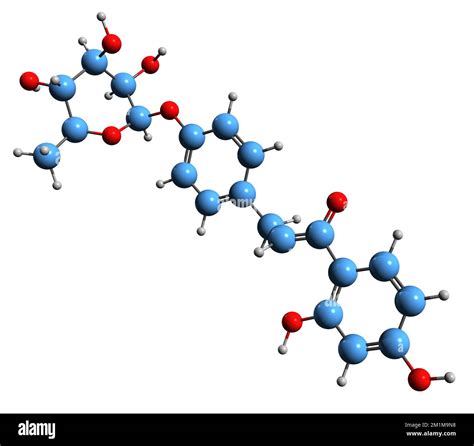 3d Imagen De La Fórmula Esquelética De La Rhamnoisoliquiritina Estructura Química Molecular De