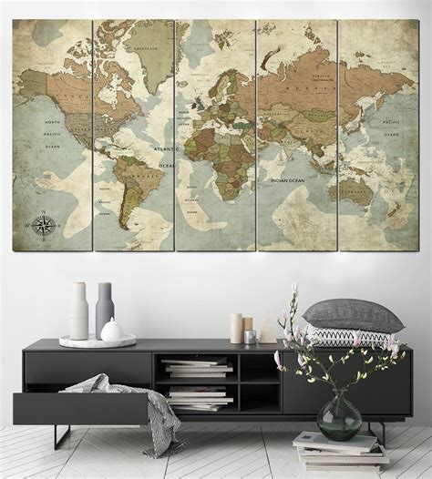 Extra Large Wall Art World Map Exclusive World Map Canvas Print Canvas ...