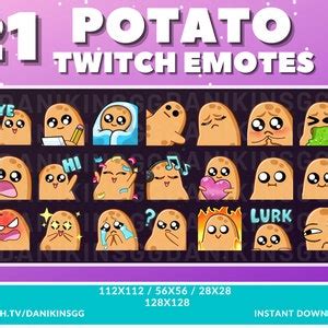 21 CUTE POTATO Twitch Emotes Emote Pack Potato Emotes Kawaii Potato Etsy