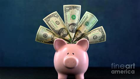 Pink Piggy Bank Money Concept On Dark Blue Background Photograph By