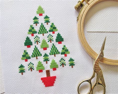 Christmas Tree Of Trees Cross Stitch Pattern Climbing Goat Designs