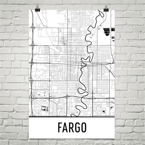 Fargo ND Street Map Poster - Wall Print by Modern Map Art