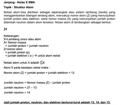 Jumlah Proton Neutron Dan Elektron Dari Atom X Yan