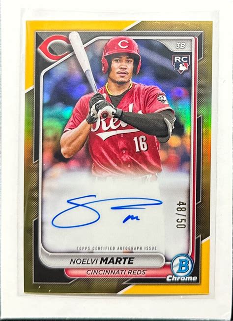 2024 Bowman Noelvi Marte Chrome Gold Refractor Rookie Auto Autograph RC