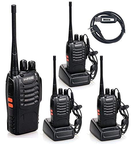 Baofeng Bf 888s Two Way Radio With Built In Led Flashlight Pack Of 4 Usb Programming Cable