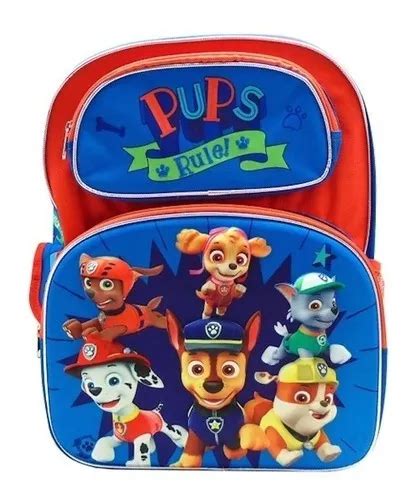 Paw Patrol 3d Pups Rule Backpack Mochila Primaria Chase Mars MercadoLibre