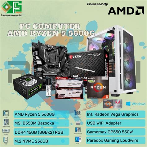 Jual Pc Gaming Rakitan Amd Ryzen G Msi B M Ddr G Rgb Nvme