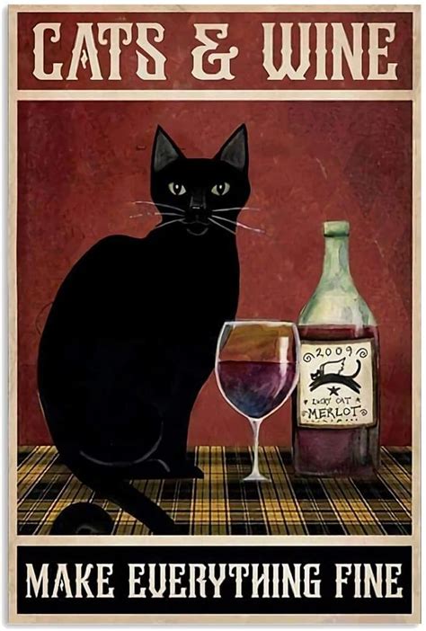 Cat And Wine Make Everything Fine Black Cat Red Wine Purplr Background