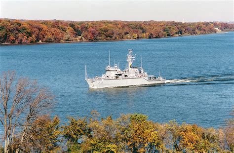 Port Bow View Of The US Navy USN OSPREY CLASS MINEHUNTER COASTAL