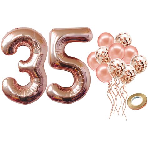 Buy Number 35 Balloon For 35th Birthday Decorations Rose Gold Large 40 Inch Pack Of 12