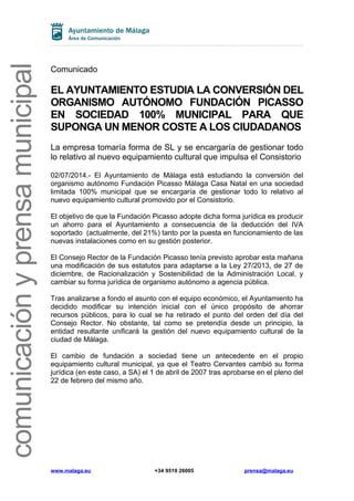 EL AYUNTAMIENTO ESTUDIA LA CONVERSIÓN DEL ORGANISMO AUTÓNOMO FUNDACIÓN