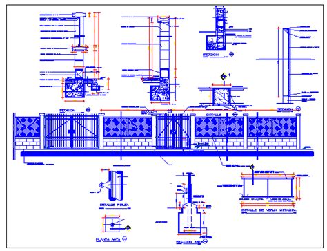 Perimeter Fence Elevation And Plan And Auto Cad Details Dwg File