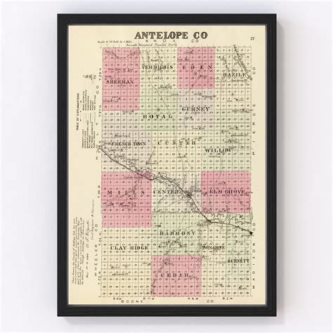 Vintage Map of Antelope County, Nebraska 1885 by Ted's Vintage Art