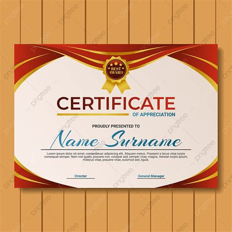 Elegant Red Gold Wave Certificate Template Template Download On Pngtree