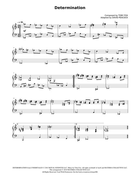 Determination Undertale Complete Piano Sheet Music Sheet Music For Piano Solo