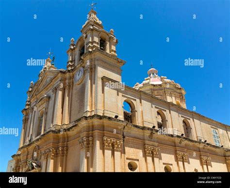 Mdina, Cathedral of St Paul, Central Malta, Mediterranean Sea Stock ...