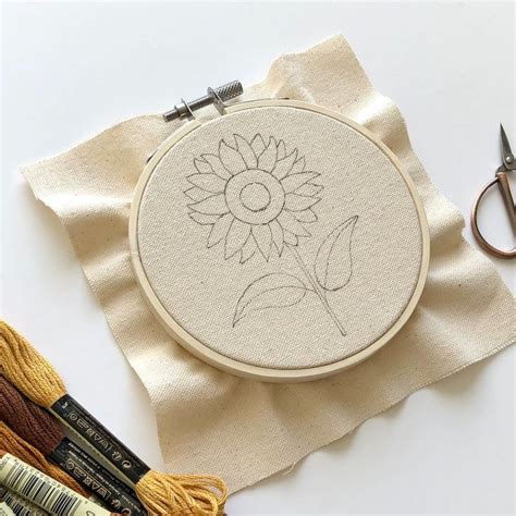 Sunflower Embroidery Pattern Pdf Pattern Beginner Embroidery Pattern