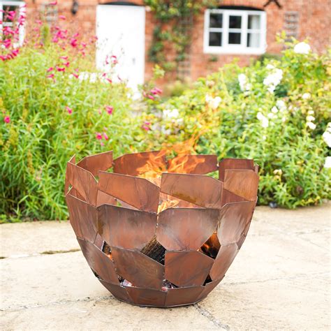 Outdoor Metal Industrial Firebowl In Rust H34Cm W59Cm Thompson Morgan