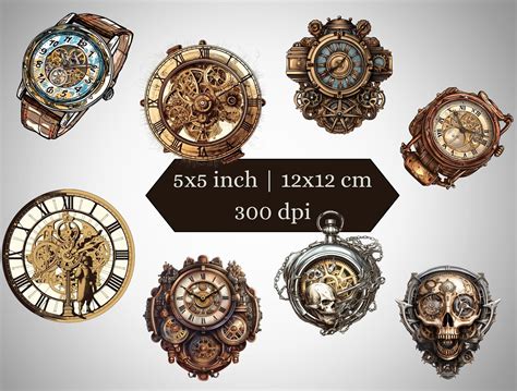 Steampunk Uhr Clipart Bundle 16 PNG Taschenuhr Steampunk Uhr Etsy De