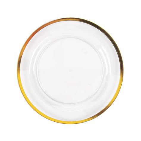 Premium Clear Dinner Plate W Gold Trim Party Supplies 25 Pieces