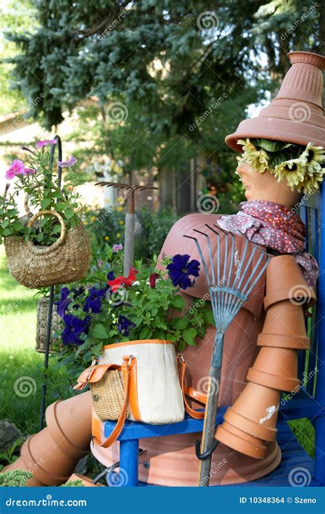 flower pot lady stock photo image  clay sitting purse