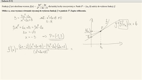 Matura Rozszerzona Zadanie Styczna Do Wykresu Youtube