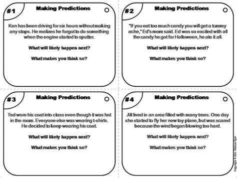 Making Predictions Task Cards | Teaching Resources