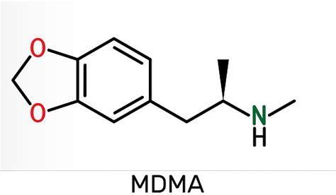 Ilustración De 34metilendioximetanfetamina Mdma Xtc Molécula De Éxtasis