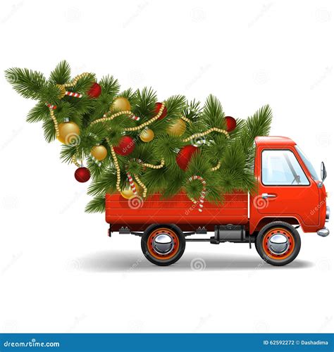 Vektor Roter Weihnachts LKW Vektor Abbildung Illustration Von