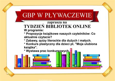 TYDZIEŃ BIBLIOTEK 8 15 maja Gminna Biblioteka Publiczna w Pływaczewie