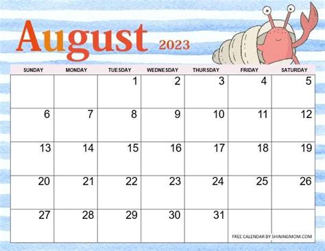 Free Printable August 2023 Calendar 21 Best Templates