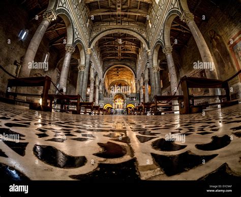 Aisle Of San Miniato Al Monte Church Seen From Ground Level Looking Up