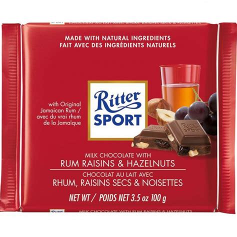 Шоколад Ritter Sport молочный с ромом, изюмом, орехами 100 г. купить по ...
