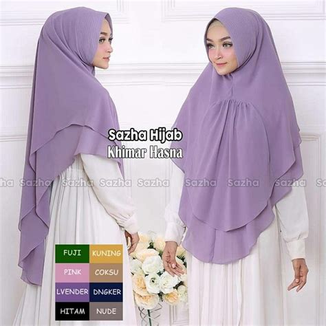 Khimar Hasna 65rb Bahan Cerutty Model Khimar Instan Dengan Soft