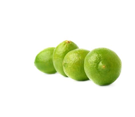 Four Limes Fruits Composition Isolated Over The Stock Image Image Of